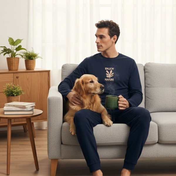 Esotiq-Henderson Piżama męska Level 43467 granatowa