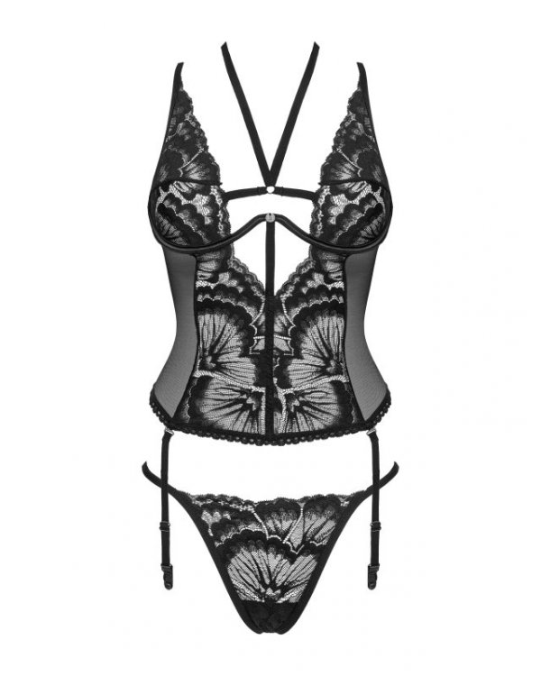 Obsessive Gorset i stringi Alessya czarne