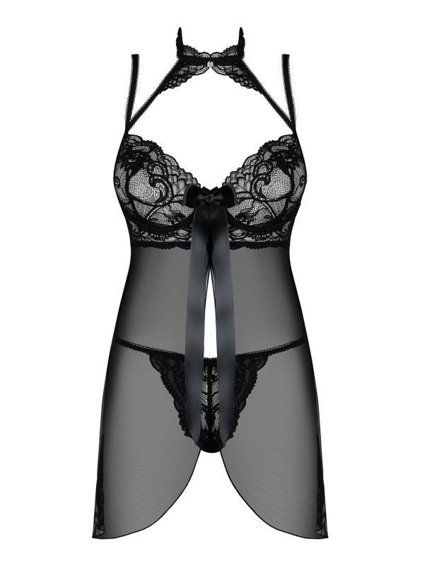 Obsessive Babydoll i stringi Elizenes czarne