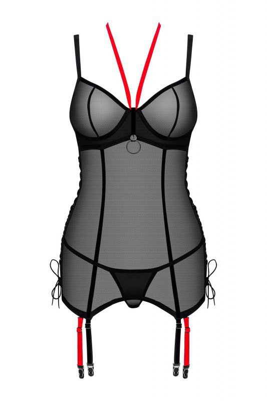 Obsessive Gorset i stringi Glandez czarne