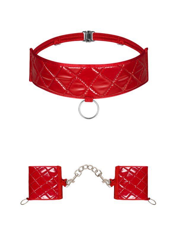 Obsessive Kajdanki i choker Hunteria czerwone
