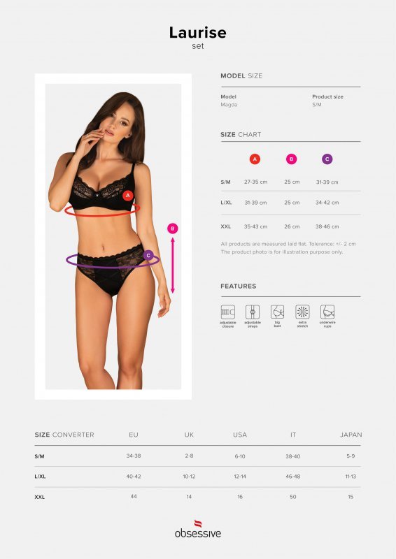 Obsessive Komplet Laurise set 2-częściowy czarny