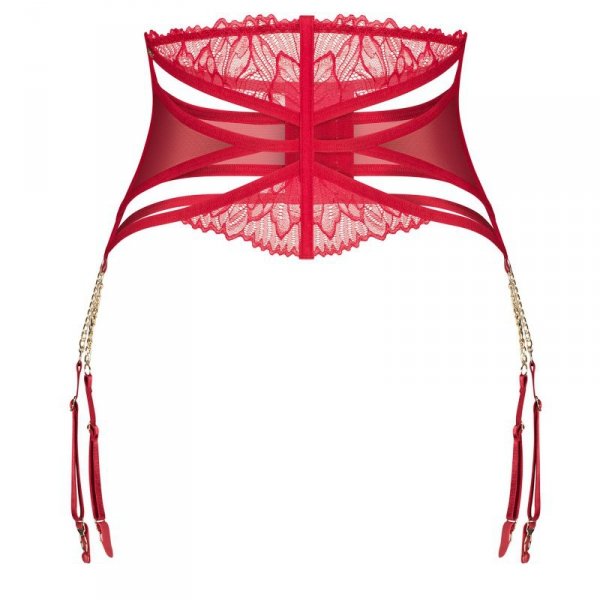 Obsessive Pas do pończoch Matildea czerwony