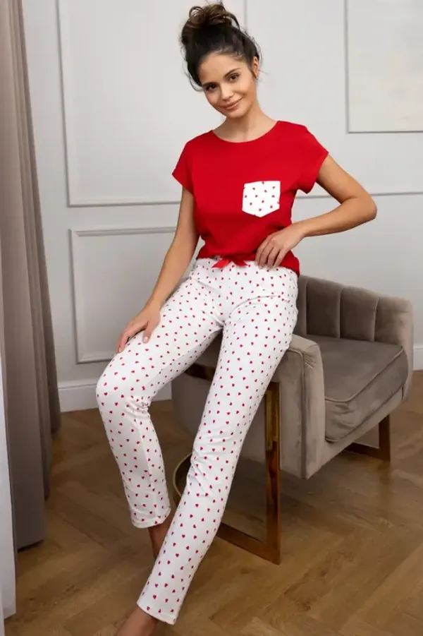 Sensis ADELAIDE Bawełniana piżama długa, czerwona