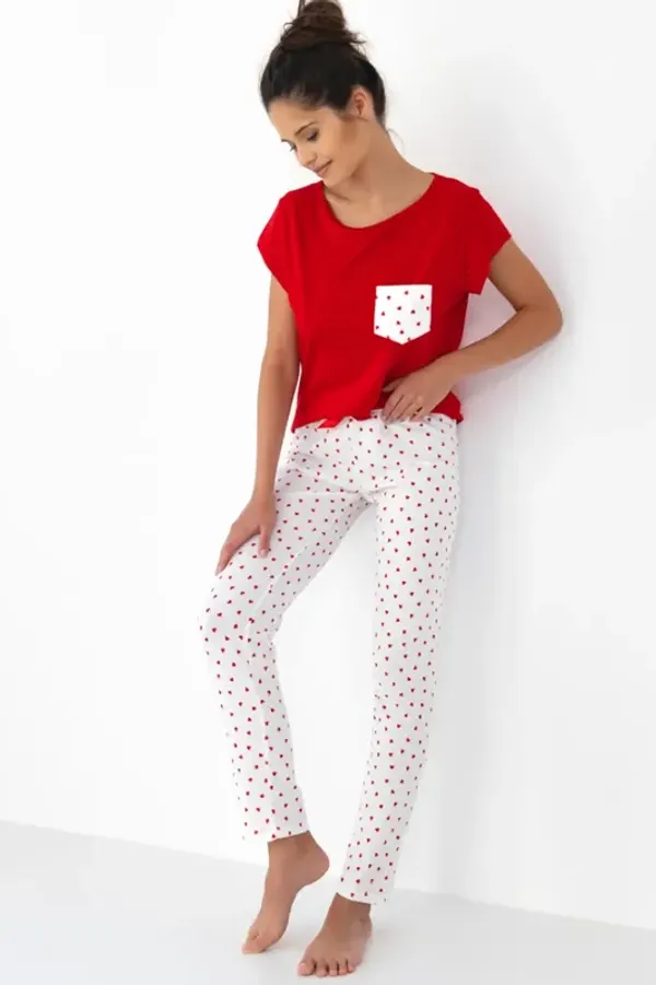 Sensis ADELAIDE Bawełniana piżama długa, czerwona