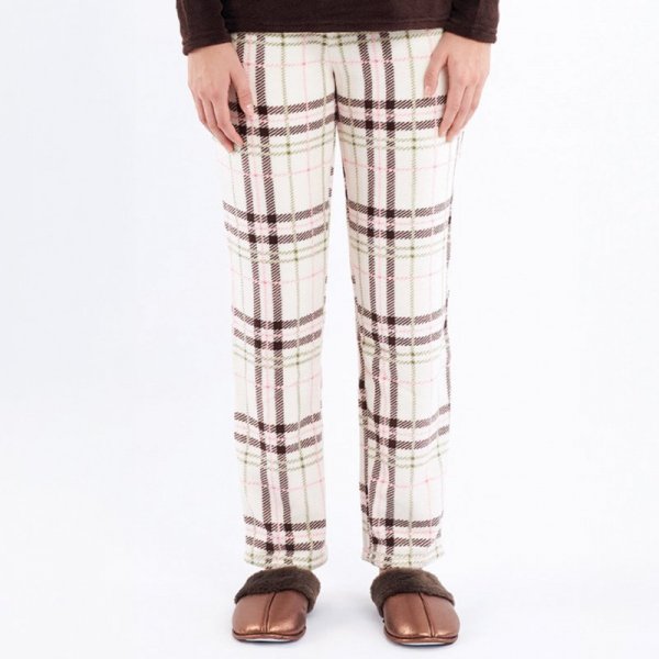 Sorbetto LILIANA Polarowa piżama damska z napisem, brązowa