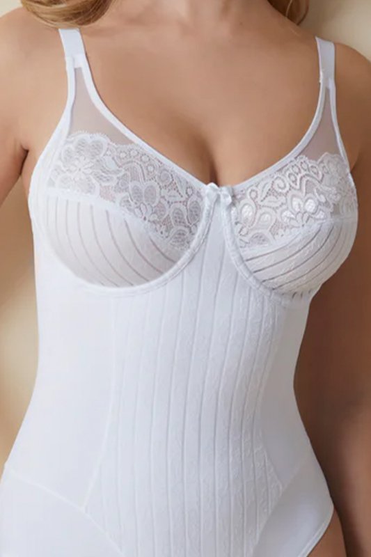 Selene SCARLETT Koronkowe body bez fiszbin, blanco-białe