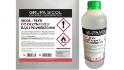 Płyn do dezynfekcji rąk alkohol 70 1L POLSKA / Płyn antybakteryjny / Sicol 1L