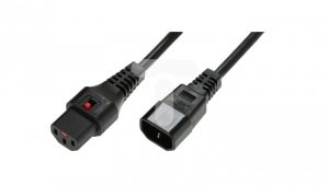 Kabel przedłużający zasilający 3x1 IEC C14/IEC C13 prosty M/Ż czarny IEC-PC1021 /2m/
