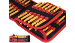 WKRĘTAKI IZOLOWANE DLA ELEKTRYKA -1000V - 50 SZTUK / E33450 -ZESTAW WKRĘTAKÓW W ETUI 50 SZTUK - 1KV