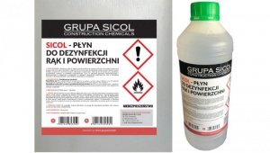 Płyn do dezynfekcji rąk alkohol 70 1L POLSKA / Płyn antybakteryjny / Sicol 1L