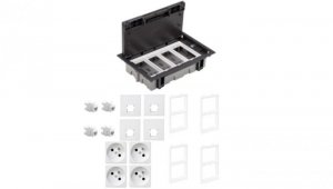 KONTAKT SIMON FLOOR BOX puszka podłogowa 4x gniazdo pojedyncze z/u + 4x gniazdo RJ45 kat. 6 nieekranowane do podłóg technicznych