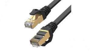 Patchcord S/STP kat.7 kabel sieciowy LAN 2x RJ45 płaski linka PoE czarny 1m UNITEK