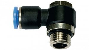 Złączka wtykowa kątowa niska banjo z tworzywa sztucznego do węża 4, G1/8z, 145.018-4