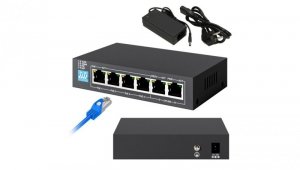 Switch PoE 4x Gigabit PoE/PoE+, 2x RJ45 Uplink Gigabit, 60W Extralink KRIOS