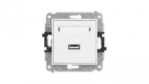 MINI Mechanizm ładowarki USB pojedynczej, 5V, 2A biały mat 25MCUSB-3