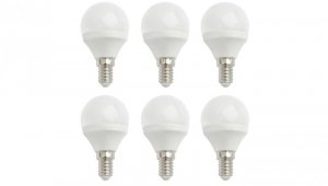 Żarówka LED E14 230V 6W kula 520lm ciepła komplet 6szt
