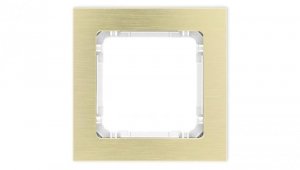 DECO Ramka uniwersalna pojedyncza - aluminium szczotkowane (ramka: kolor mosiężny spód: biały) 8-0-DRA-1