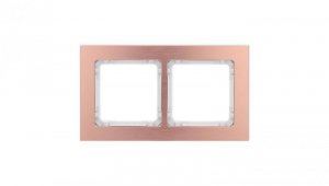 DECO Ramka uniwersalna podwójna - aluminium szczotkowane (ramka: kolor miedziany spód: biały) 9-0-DRA-2