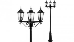 Lampa Ogrodowa parkowa stojąca Słupek Latarnia LIGURIA GOLDLUX 3X E27 czarna 2,5m