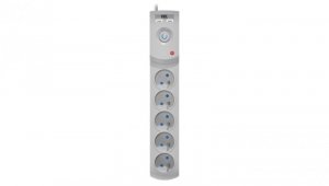 Przedłużacz przeciwprzepięciowy professional 5 gniazd 2xUSB 5m 10A 230V 2300W szary W-100042