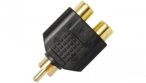 Przejście Adapter Audio do Subwoofera 1x RCA Cinch (wtyk) / 2x RCA Cinch (gniazdo) pozłacany czarny