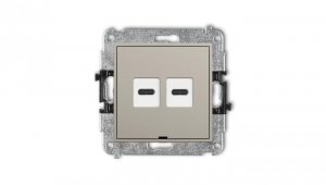 MINI Mechanizm ładowarki USB podwójnej 2xUSB C, 20W max., bez pola opisowego taupe 60MCUSBBO-7