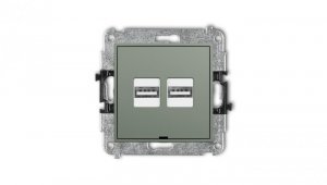 MINI Mechanizm ładowarki USB podwójnej 2xUSB A, 15,5W max., 5V, 3.1A, bez pola opisowego szałwiowy 61MCUSBBO-6
