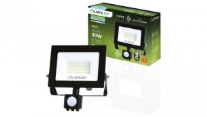 Naświetlacz LED ZUNA2 30W 6500lm 6500K IP44 Czarny Czujnik Ruchu LUMILED