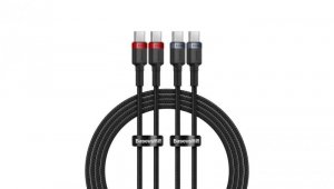 Kabel Baseus Cafule USB-C / USB-C 100W 1 m - czerwono-czarny i czarno-szary (2 szt.)