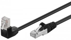 CAT 5eKabel łączący 1x 90 pod kątem,F/UTP, czarny - Długość kabla 2 m