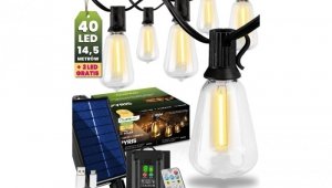 Girlanda Solarna Ogrodowa 40x LED Ozdobne Żarówki 14,5m 2700K Ciepła + Pilot PYRIS LUMILED