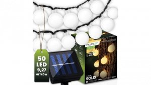 Girlanda Solarna Ogrodowa Lampki Solarne 50x Żarówka LED Ozdobne Kulki 9m 3000K SOLIX LUMILED