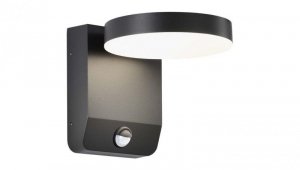 Lampa ścienna okrągła, kinkiet 350st LED 17W 2520lm 3000K czarny z czujnikiem ruchu barwa WW biała ciepła IP65 V-TAC VT-11020S-R