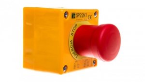 Kaseta z przyciskiem bezpieczeństwa IP65 żółta 1x dławnica SP22K1BN-1
