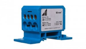 Blok rozdzielczy 2x4-50mm2/3x2,5-25mm2/4x2,5-16mm2 niebieski montaż płaski i na szynie TH DB1-N 48.11