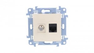 Simon 10 Gniazdo antenowe + komputerowe typu F + RJ45 kat.5e krem CASFRJ455.01/41