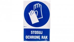 Samoprzylepna tabliczka ostrzegawcza /Stosuj ochronę rąk z podpisem/ IM/009/1/C1/F