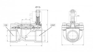 Pneumatyczny membranowy elektromagnetyczny zawór mosiężny z uszczelnieniem FKM, gwint 1/2cala FL04F05114V0
