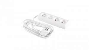 Przedłużacz 4-gniazda z/u 5m /H05VV-F 3G1/ biały PM-BW-4G-50