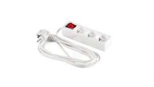 Przedłużacz z wyłącznikiem 3-gniazda z/u 3m /H05VV-F 3G1/ biały PM-ZW-3G-30