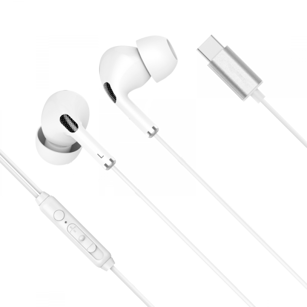 Słuchawki dokanałowe z mikrofonem na USB-C Kruger&amp;Matz C1 białe
