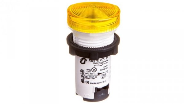 Lampka sygnalizacyjna 22mm żółta 230V AC XB7EV75P
