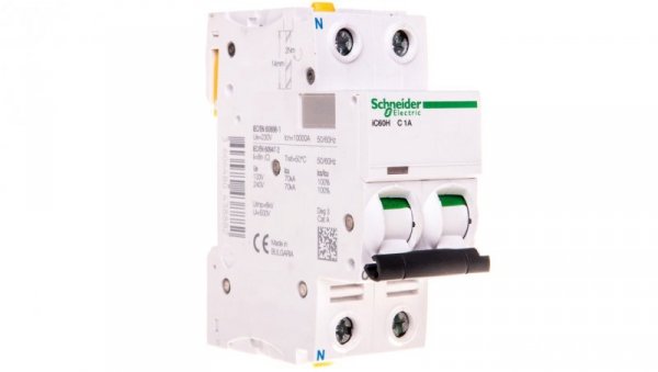 Wyłącznik nadprądowy 1P+N C 1A 10kA AC iC60H-C1-1N A9F07601