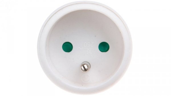 Gniazdo przenośne proste 10/16A 250V 2P+Z z uchwytem białe EM-FBYC-01 P0045