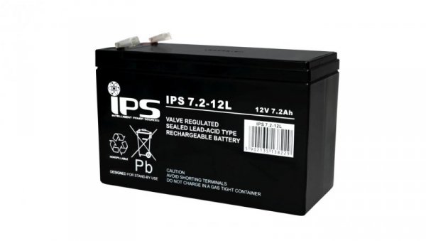 IPS 7.2-12L Akumulator AGM 12V 7,2Ah 6-9lat T2 6,3mm
