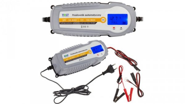 Prostownik automatyczny 12/24V 10A LCD VOLT