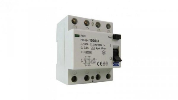 Wyłącznik różnicowoprądowy 100A 300mA 4P 10kA TYP A RCD/RCCB SEZ 6291