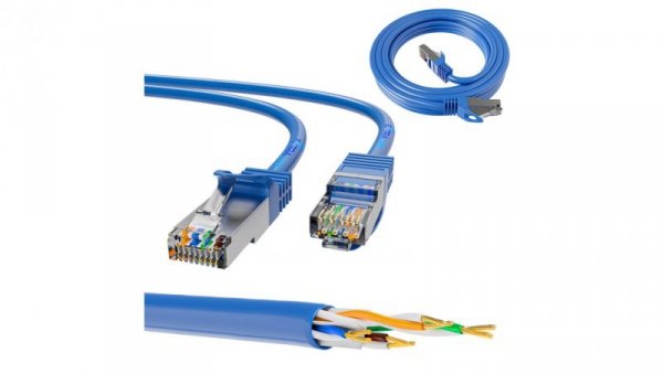 Patchcord LAN Miedź Kabel sieciowy skrętka 10Gbit/s Extralink Kat.6A S/FTP 1m