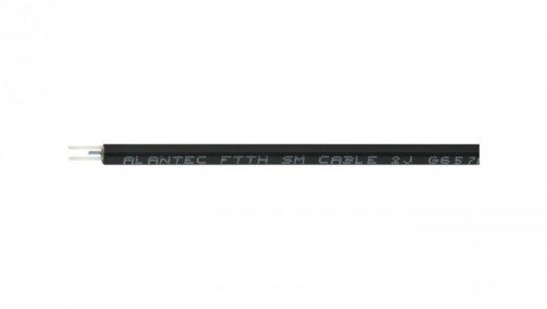 Kabel światłowodowy 2 włókna 2J SM 9/125 FTTH płaski uniwersalny czarny LSOH Alantec /1000m/